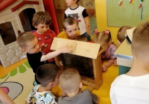Dzieci poznają pracę pszczelarza.
