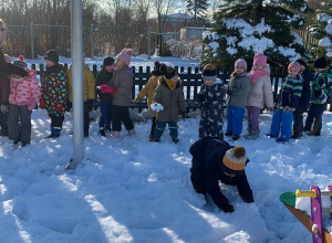 Zabawy na śniegu w Motylkach
